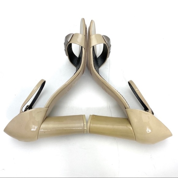 MARC Jacobs Studded Patent Leather Nude Ankle Straps Chunky Heel Sandal Sz 10.5 - Picture 6 of 8